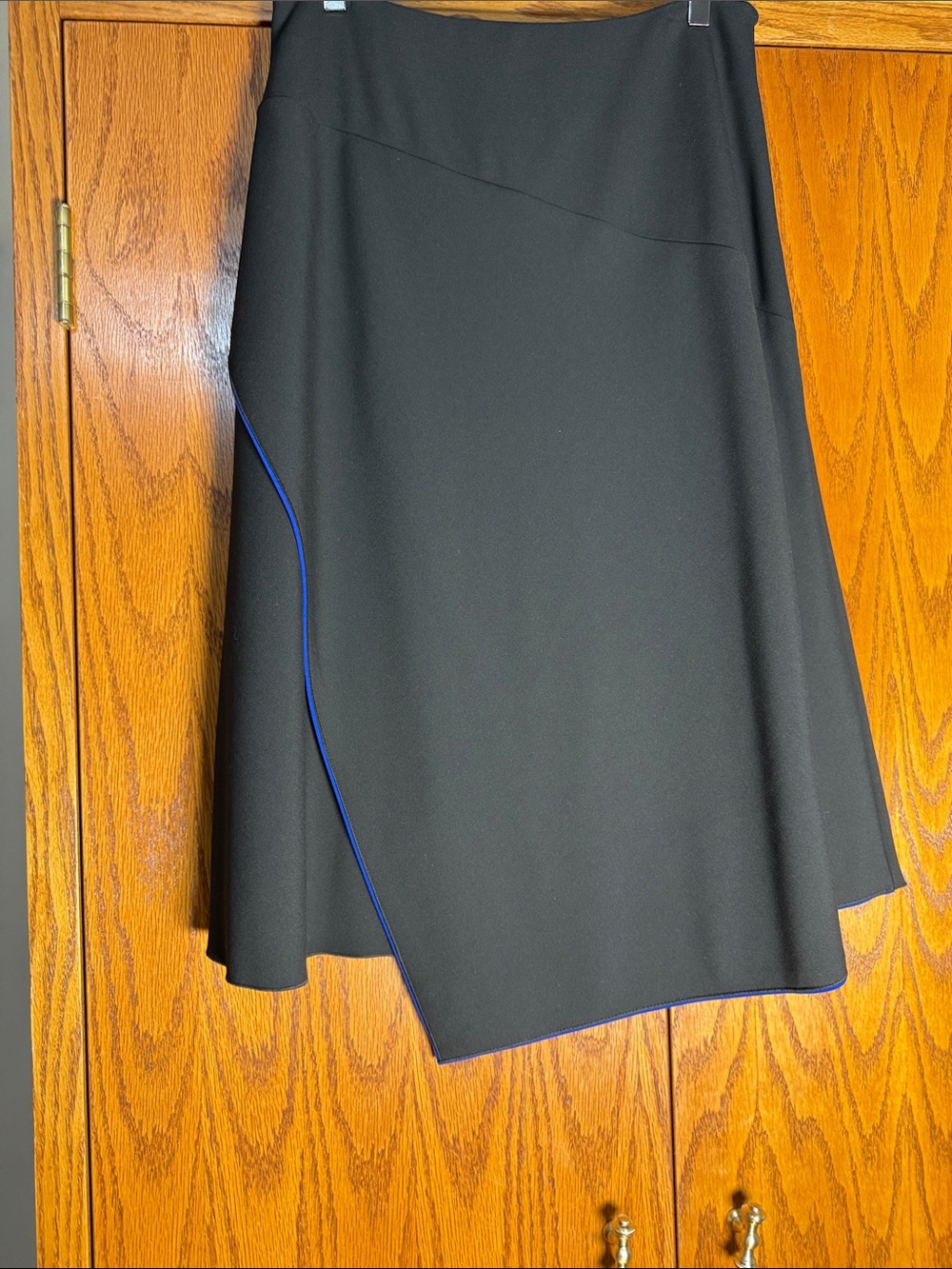 Hugo Boss Black Asymmetrical Skirt with Blue Edge